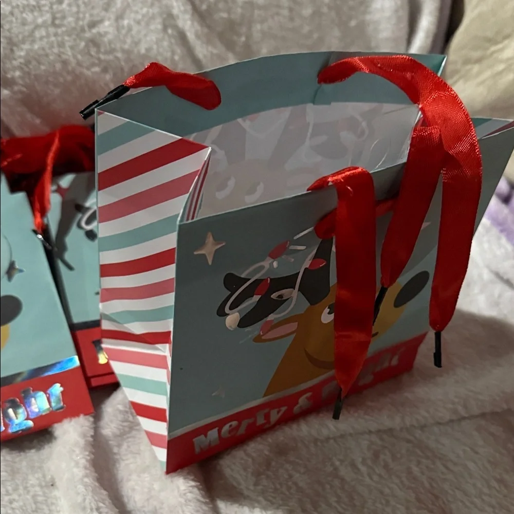 Merry & Bright Reindeer Gift Bags with Red Accents